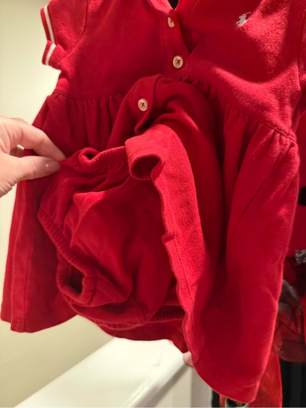 Ralph Lauren Red Polo Button-Front Girls' Dress - Picture 4 of 4